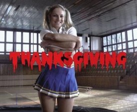 A cheerleader giving thanks